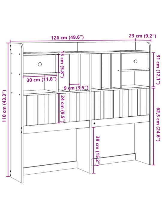 Sängynpääty säilytystilalla valkoinen 120 cm täysi mänty