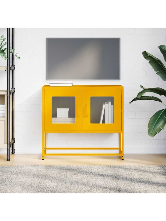 Tv kaappi sinapinkeltainen 68x39x60,5 cm kylmävalssattu teräs