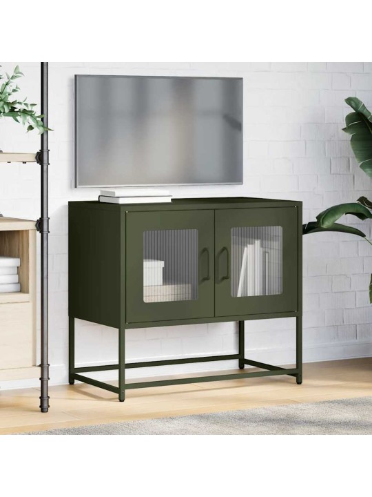 Tv kaappi oliivinvihreä 68x39x60,5 cm kylmävalssattu teräs