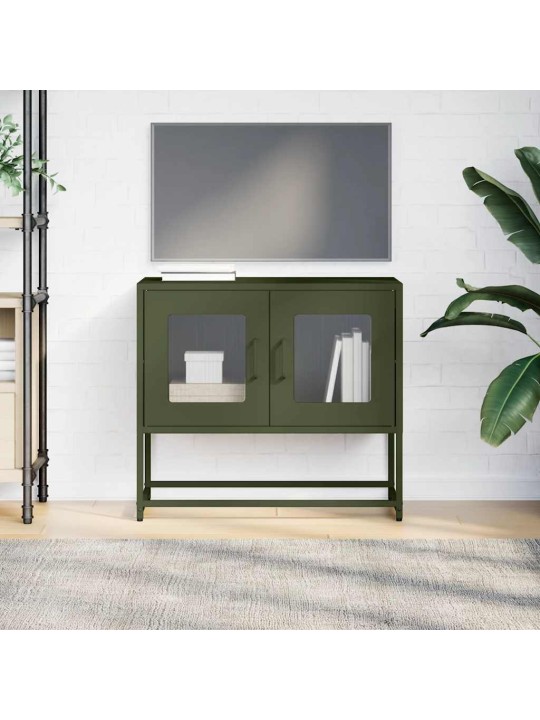Tv kaappi oliivinvihreä 68x39x60,5 cm kylmävalssattu teräs