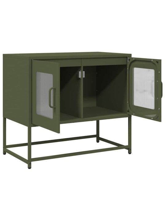 Tv kaappi oliivinvihreä 68x39x60,5 cm kylmävalssattu teräs