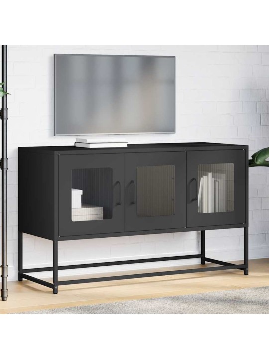 Tv kaappi musta 100,5x39x60,5 cm kylmävalssattu teräs