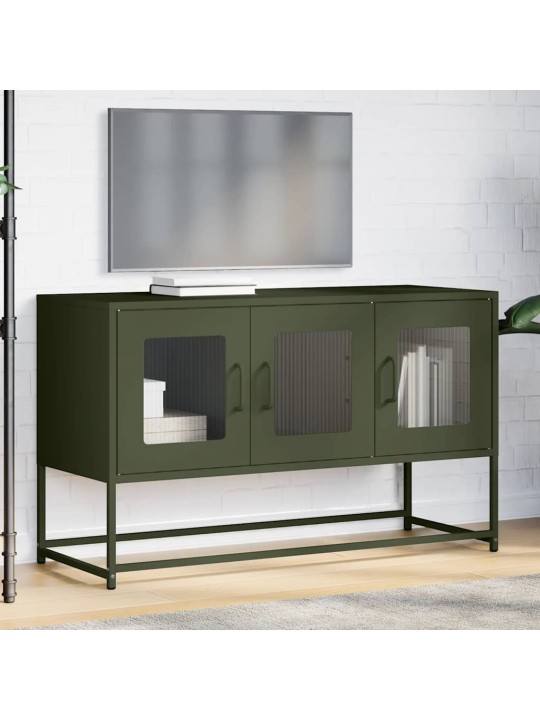 Tv kaappi oliivinvihreä 100,5x39x60,5 cm kylmävalssattu teräs