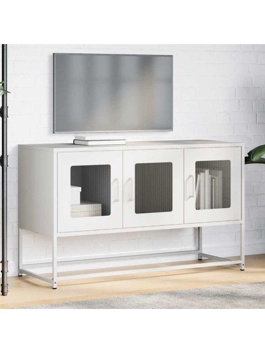 Tv kaappi valkoinen 100,5x39x60,5 cm kylmävalssattu teräs