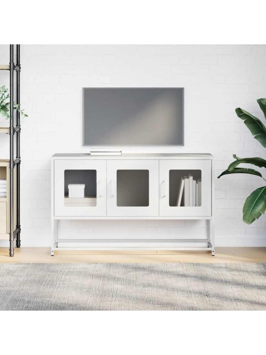 Tv kaappi valkoinen 100,5x39x60,5 cm kylmävalssattu teräs