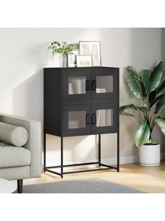 Highboard musta 68x39x107 cm teräs