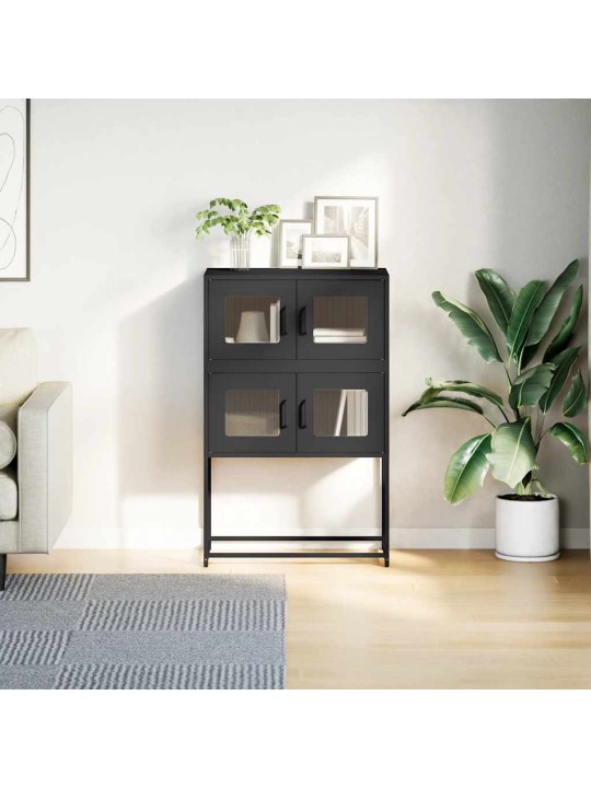 Highboard musta 68x39x107 cm teräs