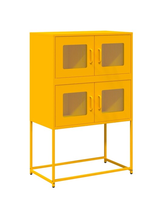 Highboard sinapinkeltainen 68x39x107 cm teräs