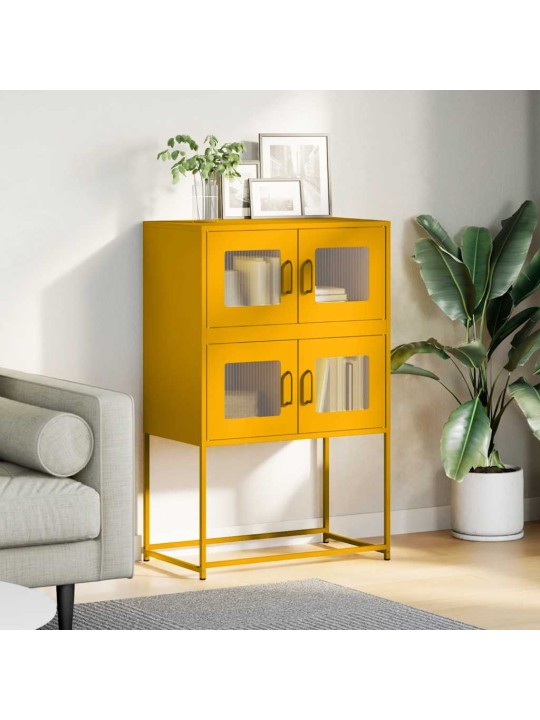 Highboard sinapinkeltainen 68x39x107 cm teräs
