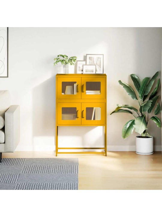 Highboard sinapinkeltainen 68x39x107 cm teräs