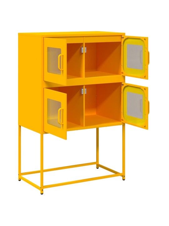 Highboard sinapinkeltainen 68x39x107 cm teräs