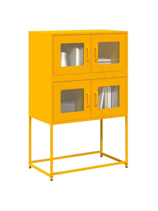 Highboard sinapinkeltainen 68x39x107 cm teräs
