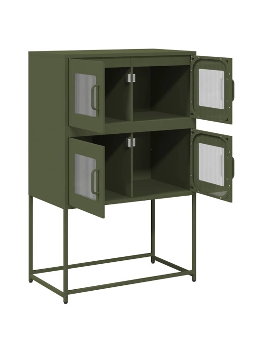Highboard oliivinvihreä 68x39x107 cm teräs