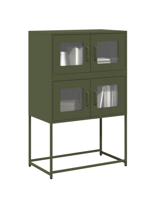 Highboard oliivinvihreä 68x39x107 cm teräs