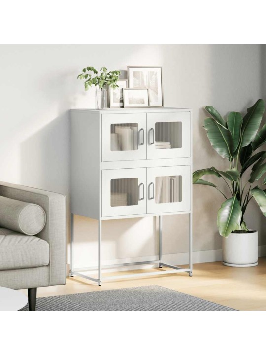 Highboard valkoinen 68x39x107 cm teräs