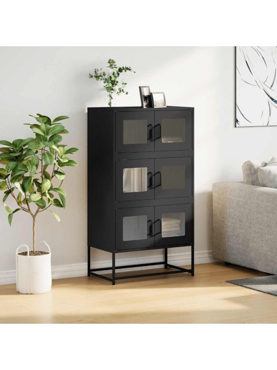 Highboard musta 68x39x123 cm teräs