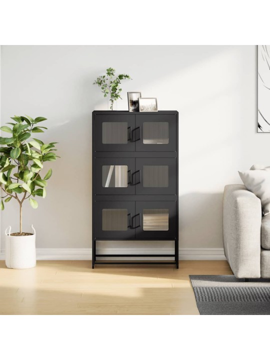 Highboard musta 68x39x123 cm teräs