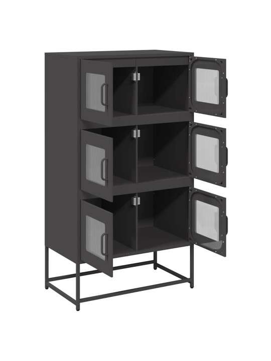 Highboard musta 68x39x123 cm teräs