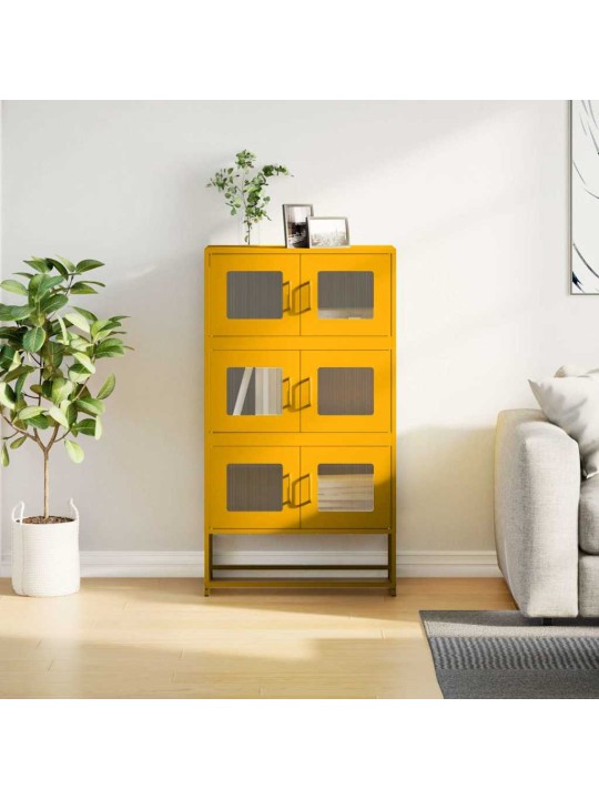 Highboard sinapinkeltainen 68x39x123 cm teräs
