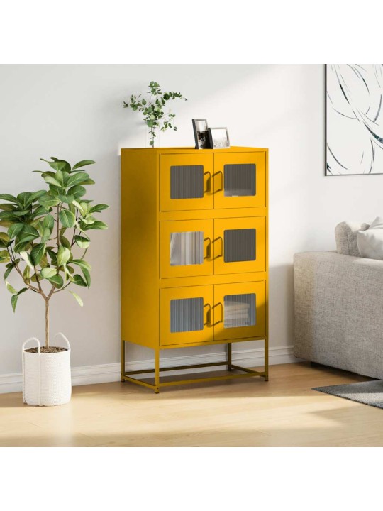 Highboard sinapinkeltainen 68x39x123 cm teräs