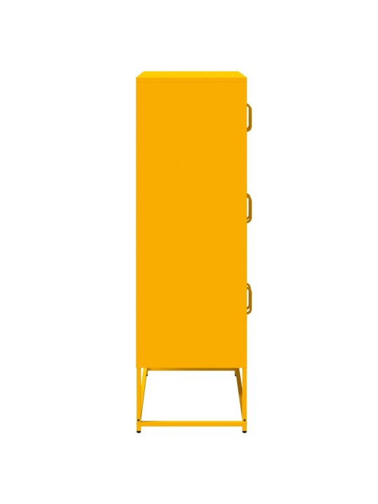 Highboard sinapinkeltainen 68x39x123 cm teräs