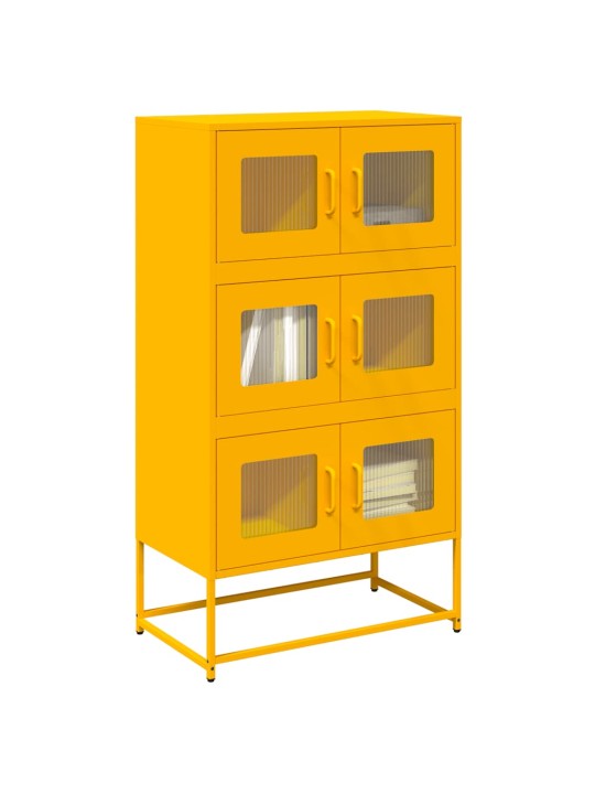Highboard sinapinkeltainen 68x39x123 cm teräs