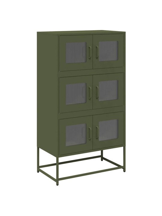 Highboard oliivinvihreä 68x39x123 cm teräs