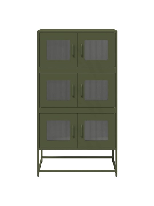 Highboard oliivinvihreä 68x39x123 cm teräs