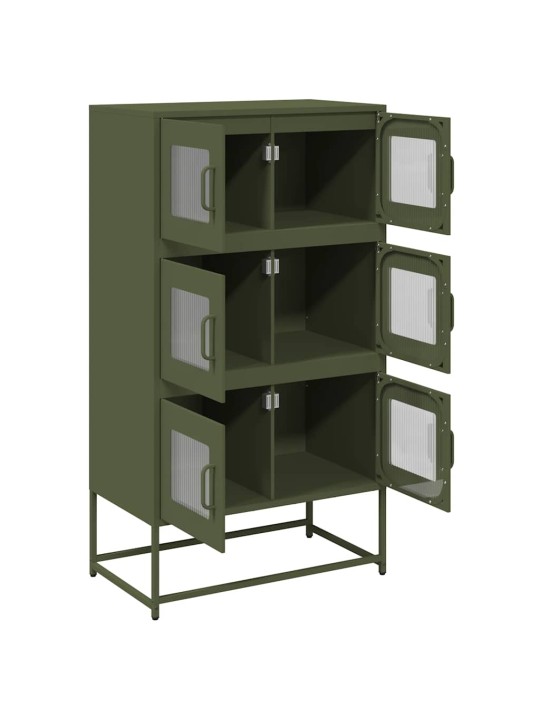 Highboard oliivinvihreä 68x39x123 cm teräs