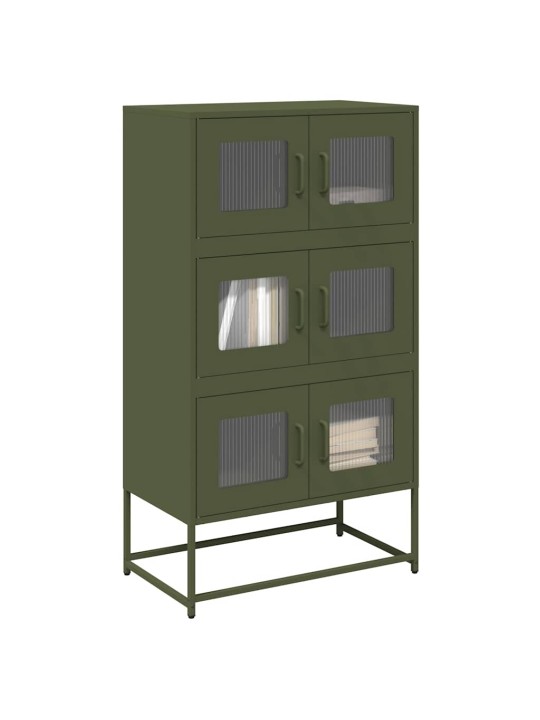 Highboard oliivinvihreä 68x39x123 cm teräs