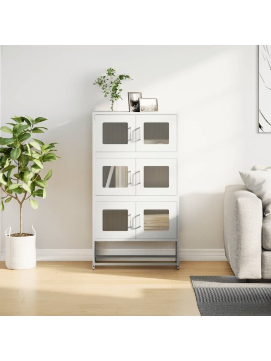 Highboard valkoinen 68x39x123 cm teräs