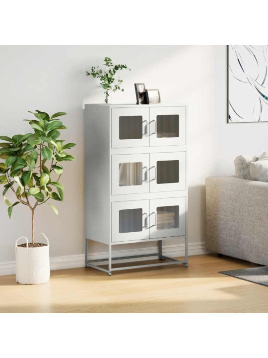 Highboard valkoinen 68x39x123 cm teräs