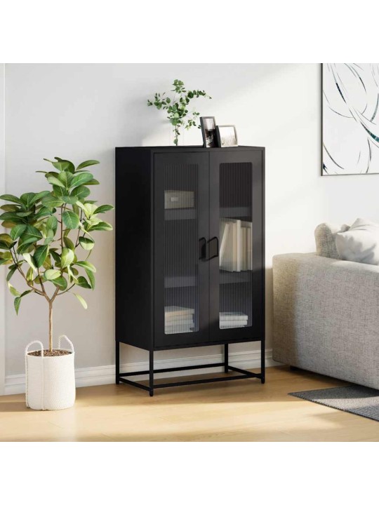 Highboard musta 68x39x123 cm teräs