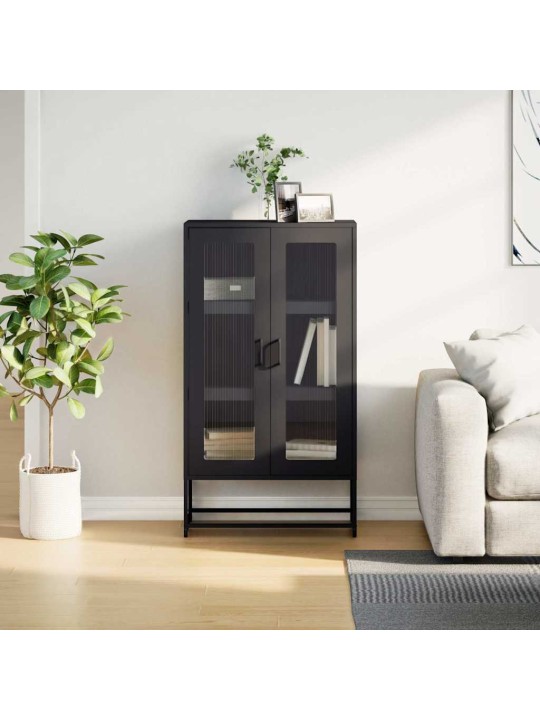 Highboard musta 68x39x123 cm teräs