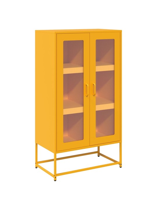 Highboard sinapinkeltainen 68x39x123 cm teräs