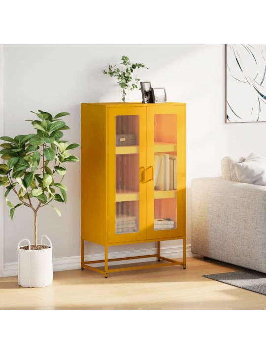 Highboard sinapinkeltainen 68x39x123 cm teräs