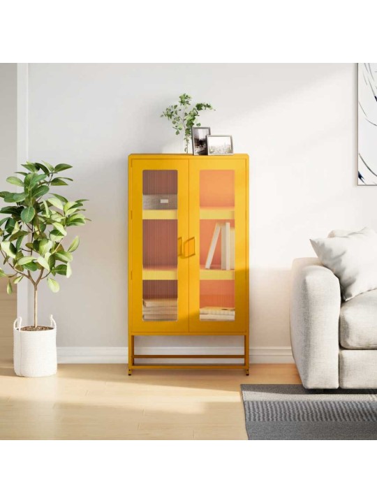 Highboard sinapinkeltainen 68x39x123 cm teräs
