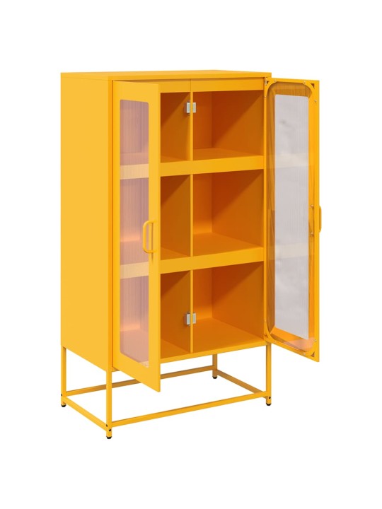 Highboard sinapinkeltainen 68x39x123 cm teräs