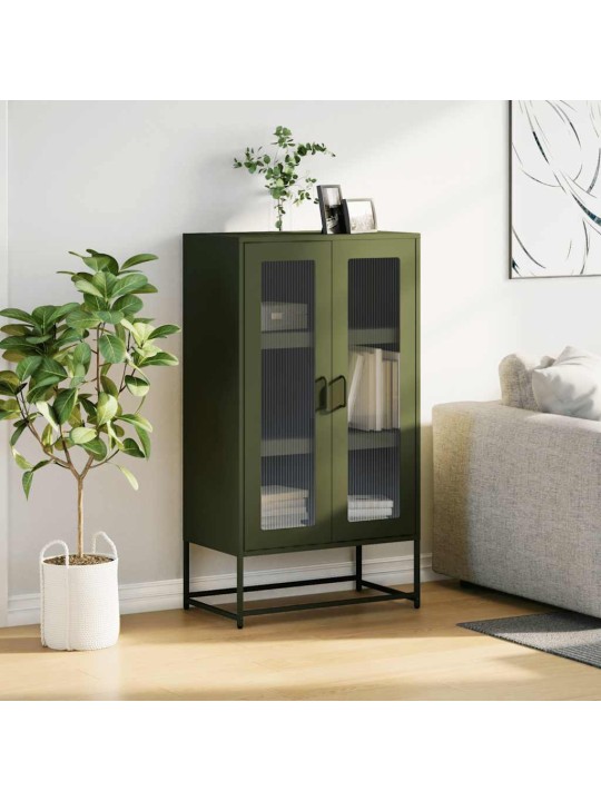Highboard oliivinvihreä 68x39x123 cm teräs