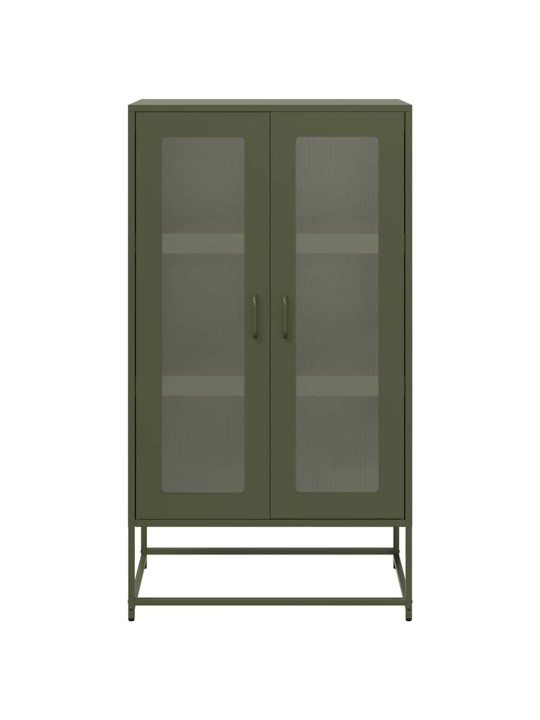 Highboard oliivinvihreä 68x39x123 cm teräs