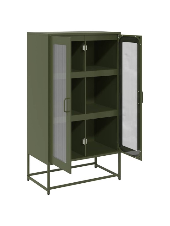 Highboard oliivinvihreä 68x39x123 cm teräs