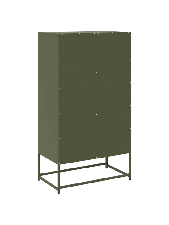 Highboard oliivinvihreä 68x39x123 cm teräs