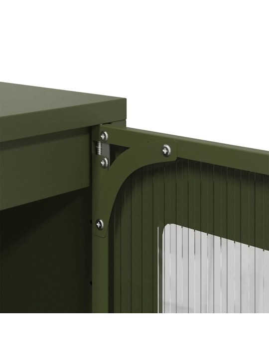 Highboard oliivinvihreä 68x39x123 cm teräs