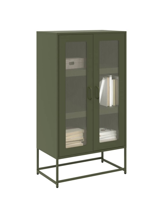 Highboard oliivinvihreä 68x39x123 cm teräs