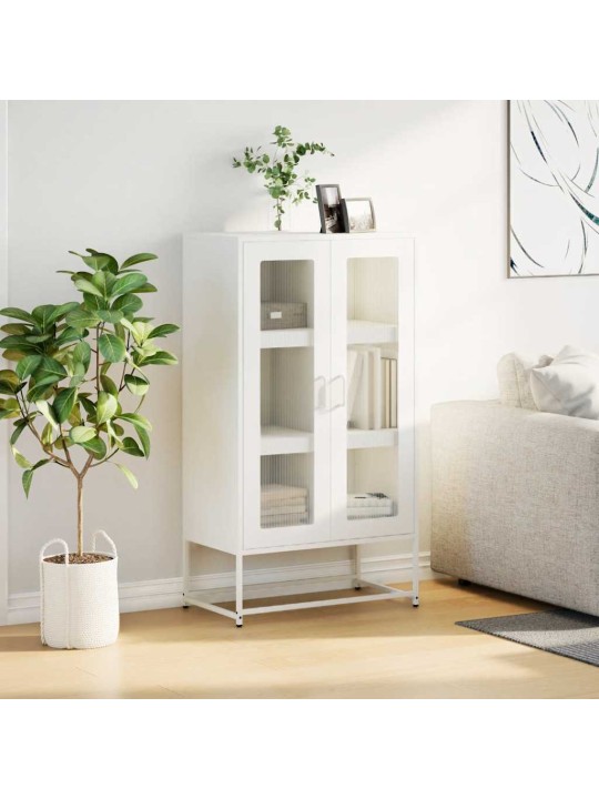 Highboard valkoinen 68x39x123 cm teräs