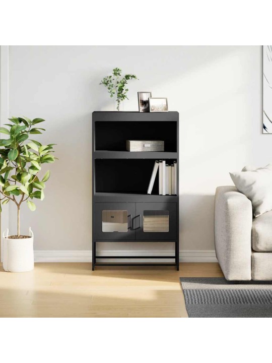 Highboard musta 68x39x123 cm teräs