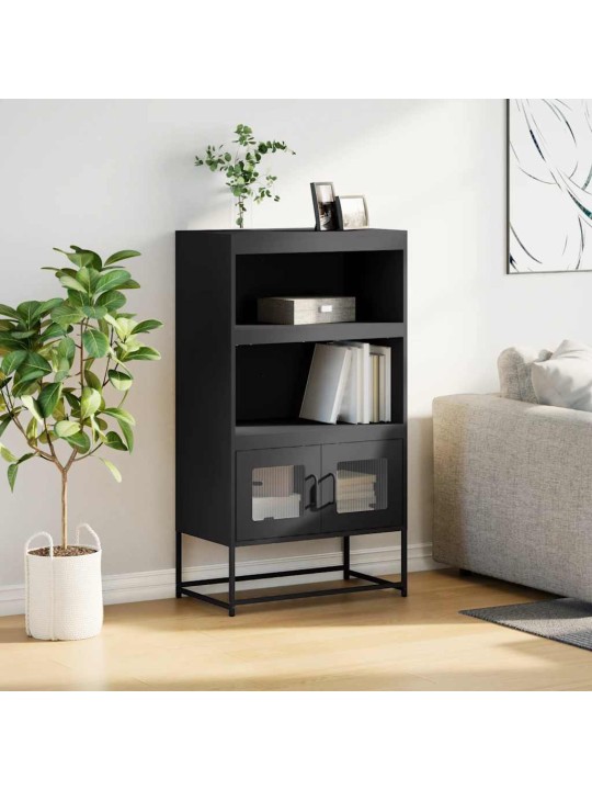 Highboard musta 68x39x123 cm teräs