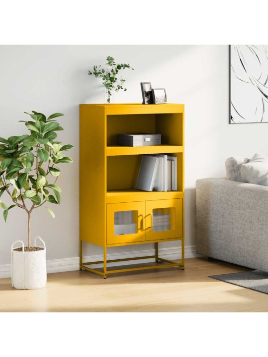Highboard sinapinkeltainen 68x39x123 cm teräs