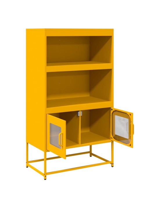 Highboard sinapinkeltainen 68x39x123 cm teräs