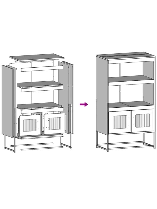Highboard sinapinkeltainen 68x39x123 cm teräs